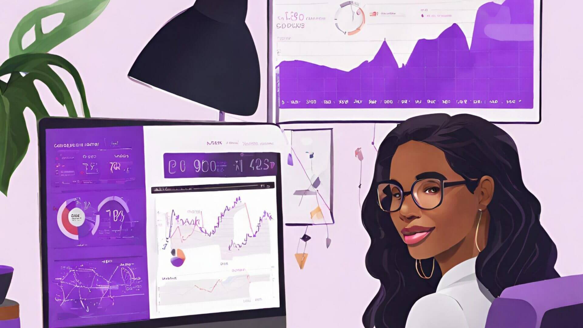 Motivated coach setting up her coaching business with digital tools on a well-organized desk