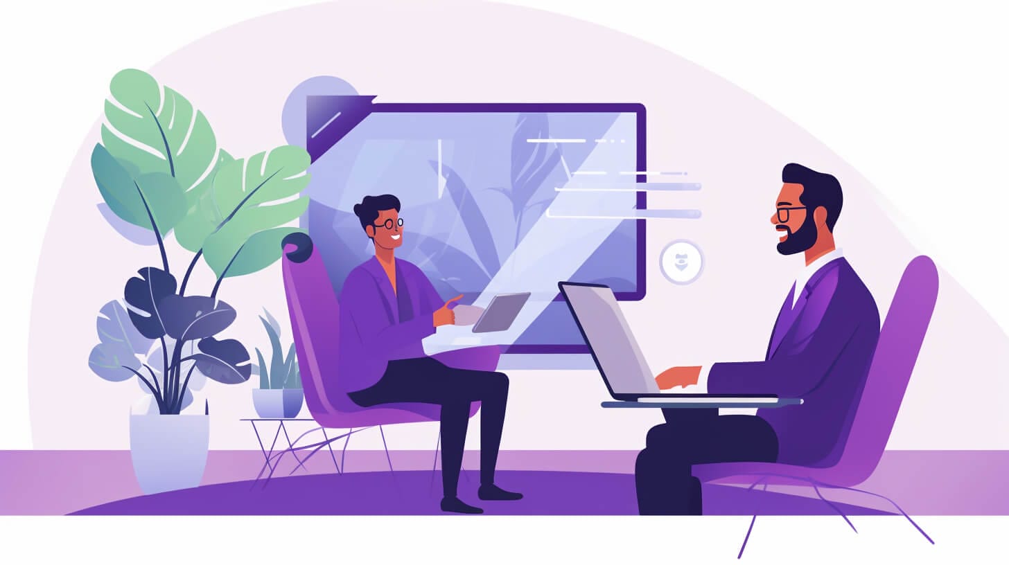 Abstract digital artwork symbolizing client engagement strategies in life coaching, featuring interconnected paths and glowing nodes representing the journey from challenge to achievement in personal development, with a vibrant color palette conveying growth and transformation